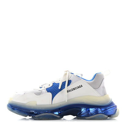 Balenciaga Fabric Mesh Clear Sole Mens Triple S Sneakers 44 White Blue Grey 1 of 9