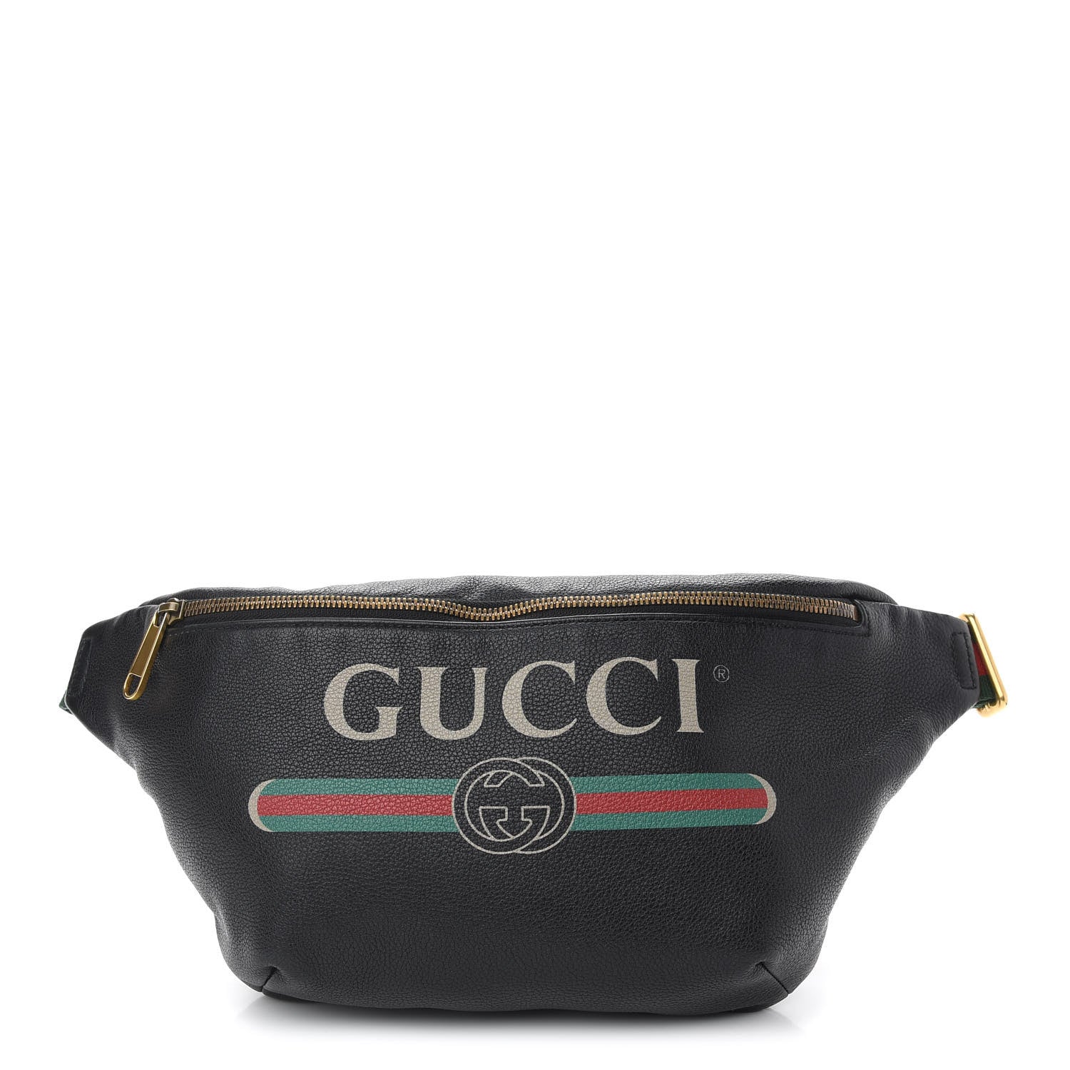Gucci Grained Calfskin Logo Belt Bag Black 1 of 9