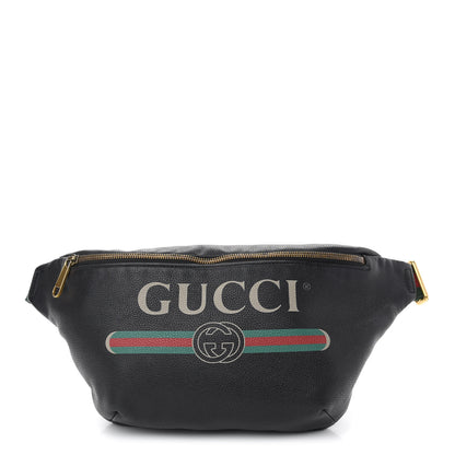 Gucci Grained Calfskin Logo Belt Bag Black 1 of 9