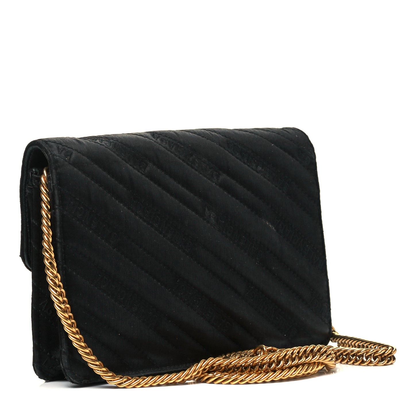Satin Jacquard Logo Matelasse BB Wallet On Chain Black