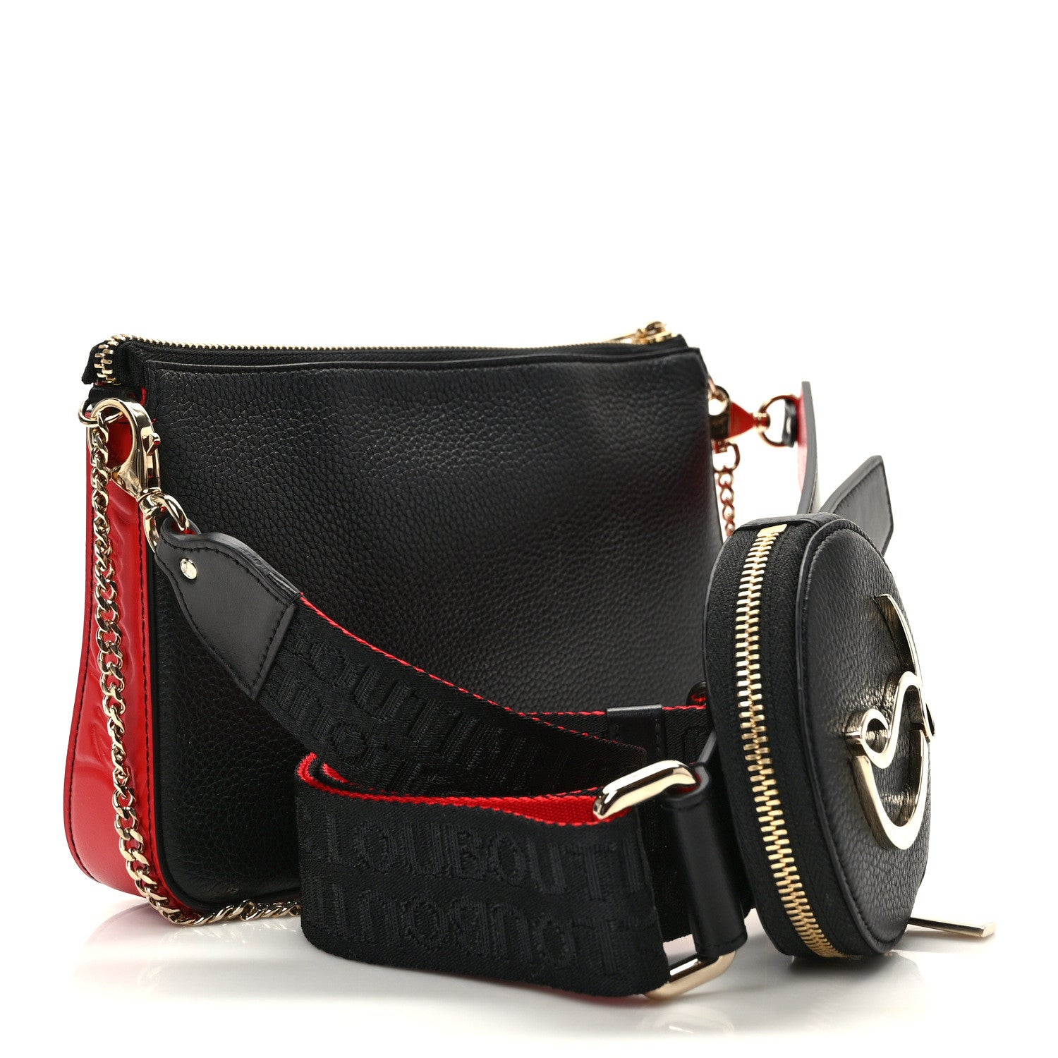 Christian Louboutin Toile Monogram Loubila Chain Hybrid Crossbody Black 2 of 9