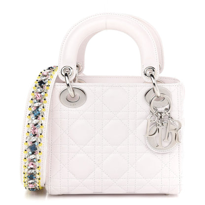 Christian Dior Lambskin Cannage Mini Lady Dior Crystal Strap Off White 1 of 7