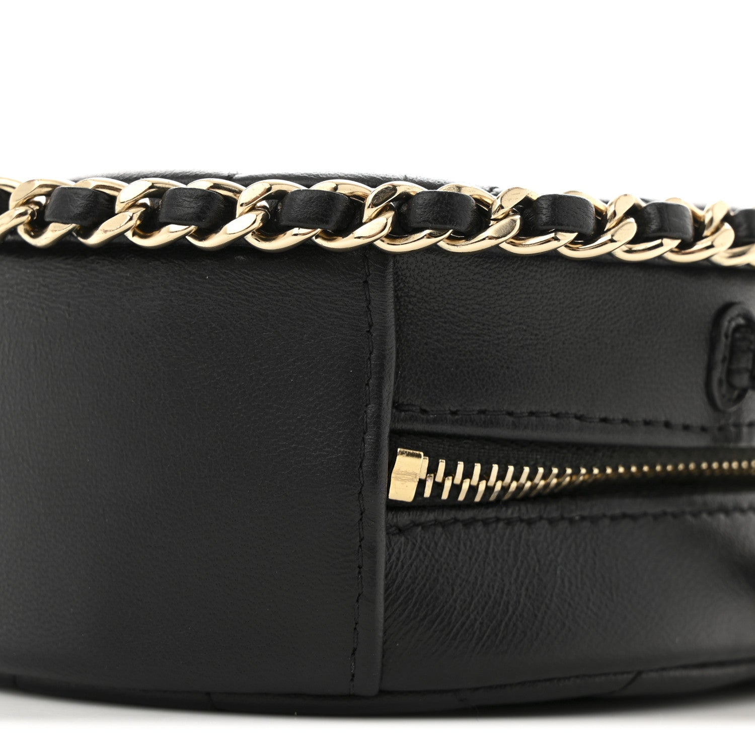 Chanel Lambskin Quilted Chain Around CC Round Clutch With Chain Black 10 of 10