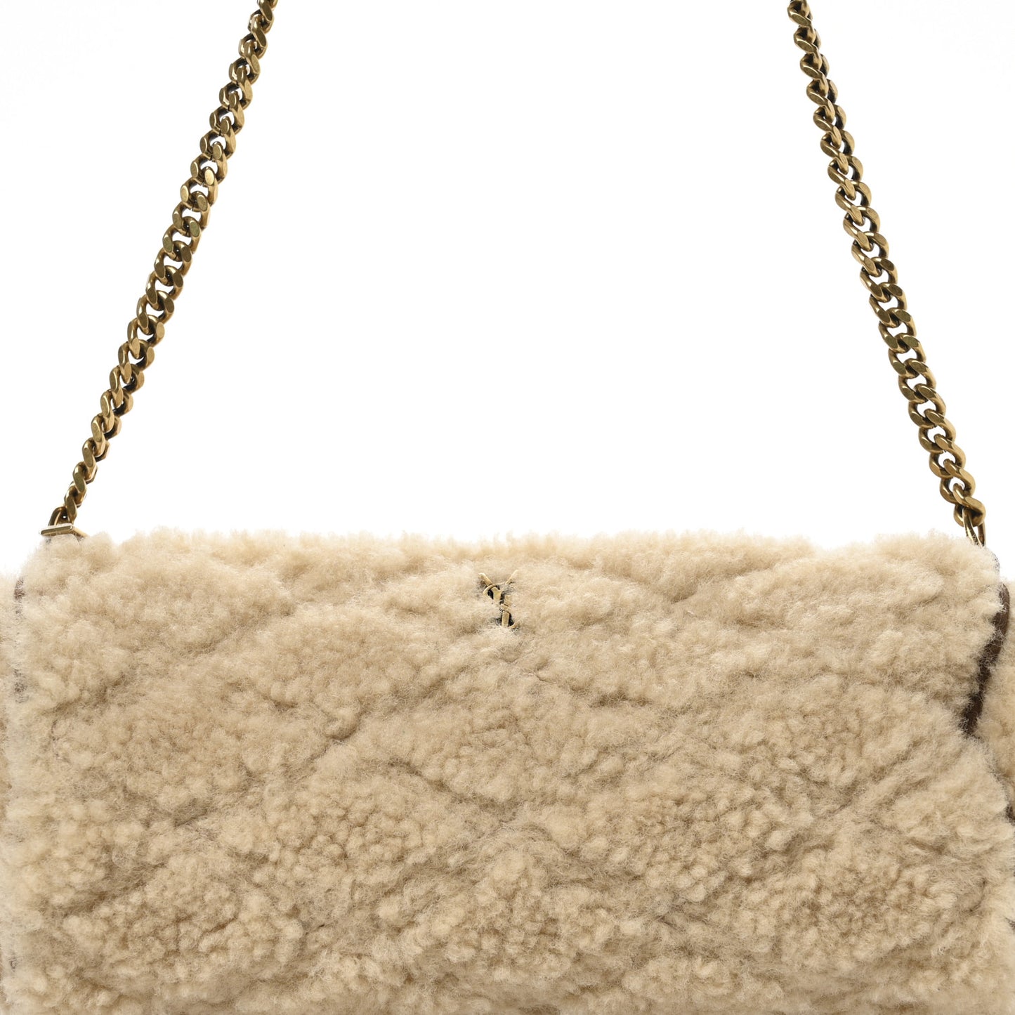 Shearling Monogram Mini Sade Tube Bag Natural