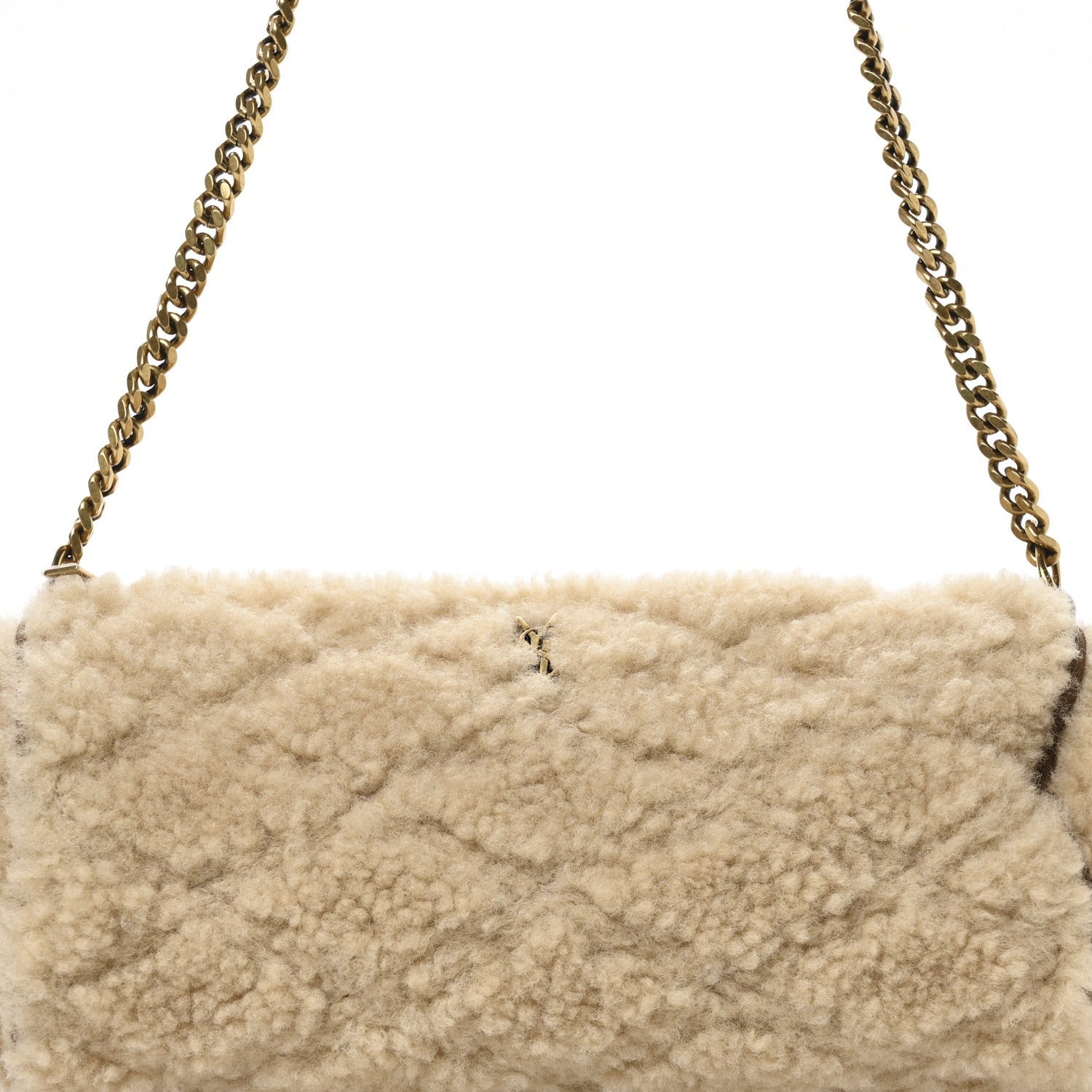 Saint Laurent Shearling Monogram Mini Sade Tube Bag Natural 8 of 11
