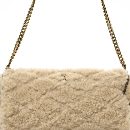 Saint Laurent Shearling Monogram Mini Sade Tube Bag Natural 8 of 11