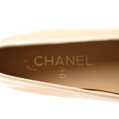 Chanel Lambskin Cap Toe CC Ballerina Flats 37 Beige Black 7 of 10
