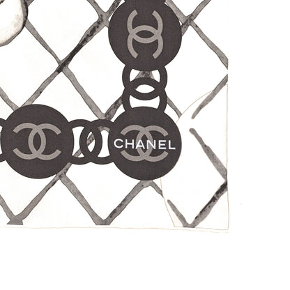 Chanel Silk Camellia CC Square Scarf Ivory 4 of 6