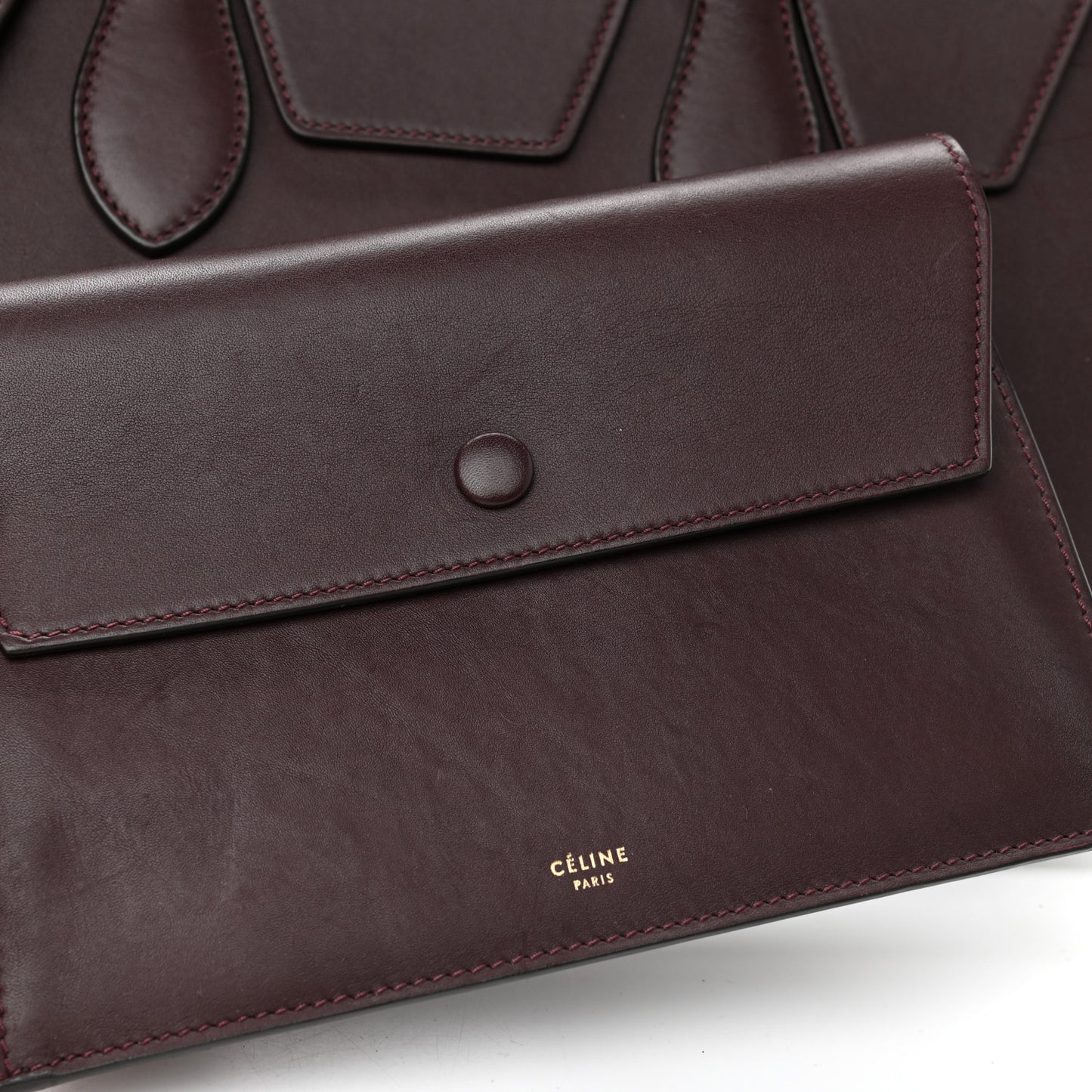 Smooth Calfskin Small Tie Knot Tote Burgundy
