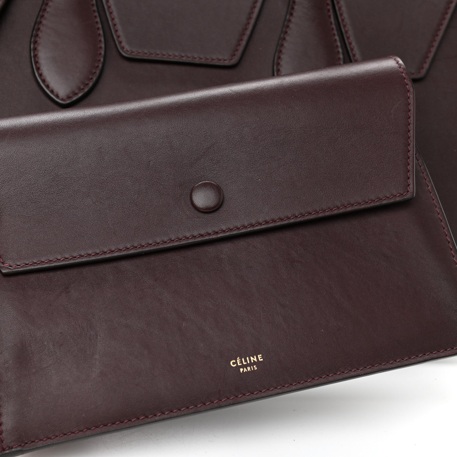 Celine Smooth Calfskin Small Tie Knot Tote Burgundy 11 of 18