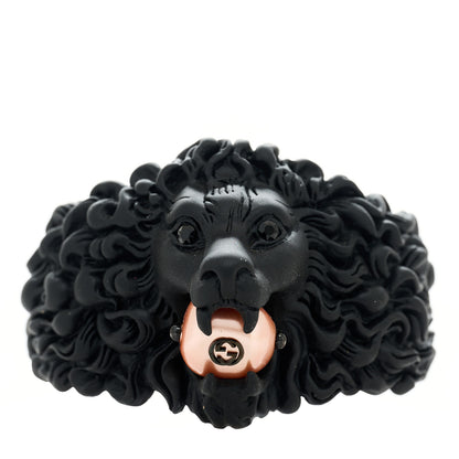 Gucci Metal Pearl Lion Head Cuff Bracelet Black 1 of 4