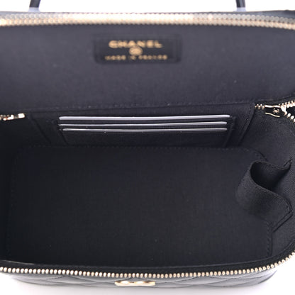Chanel Lambskin Quilted Small Top Handle Vanity Case With Chain Black 4 of 4