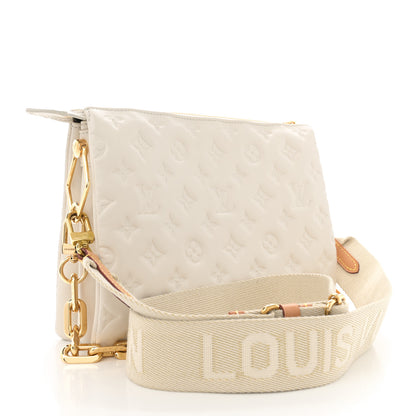 Louis Vuitton Lambskin Embossed Monogram Coussin PM Beige Cream 3 of 10