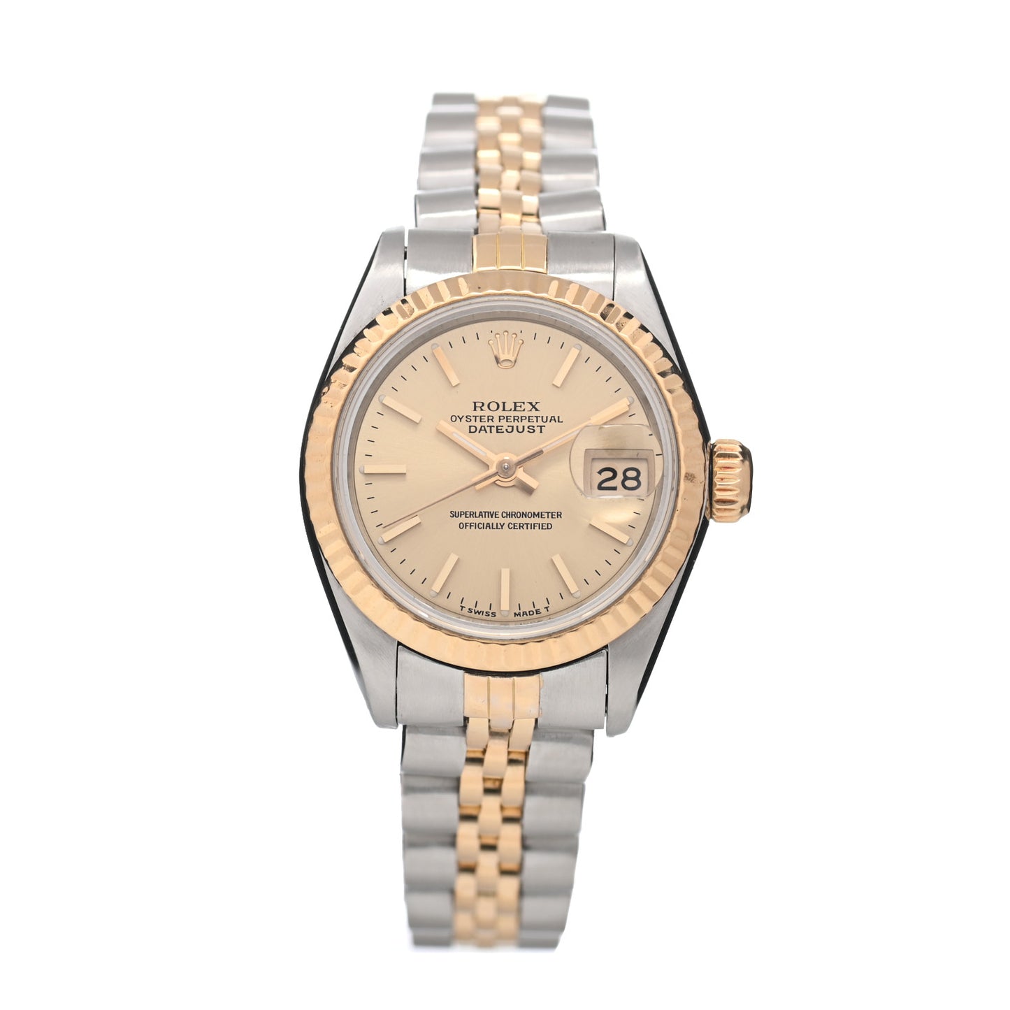 Stainless Steel 18K Yellow Gold 26mm Oyster Perpetual Datejust Watch Champagne 69173