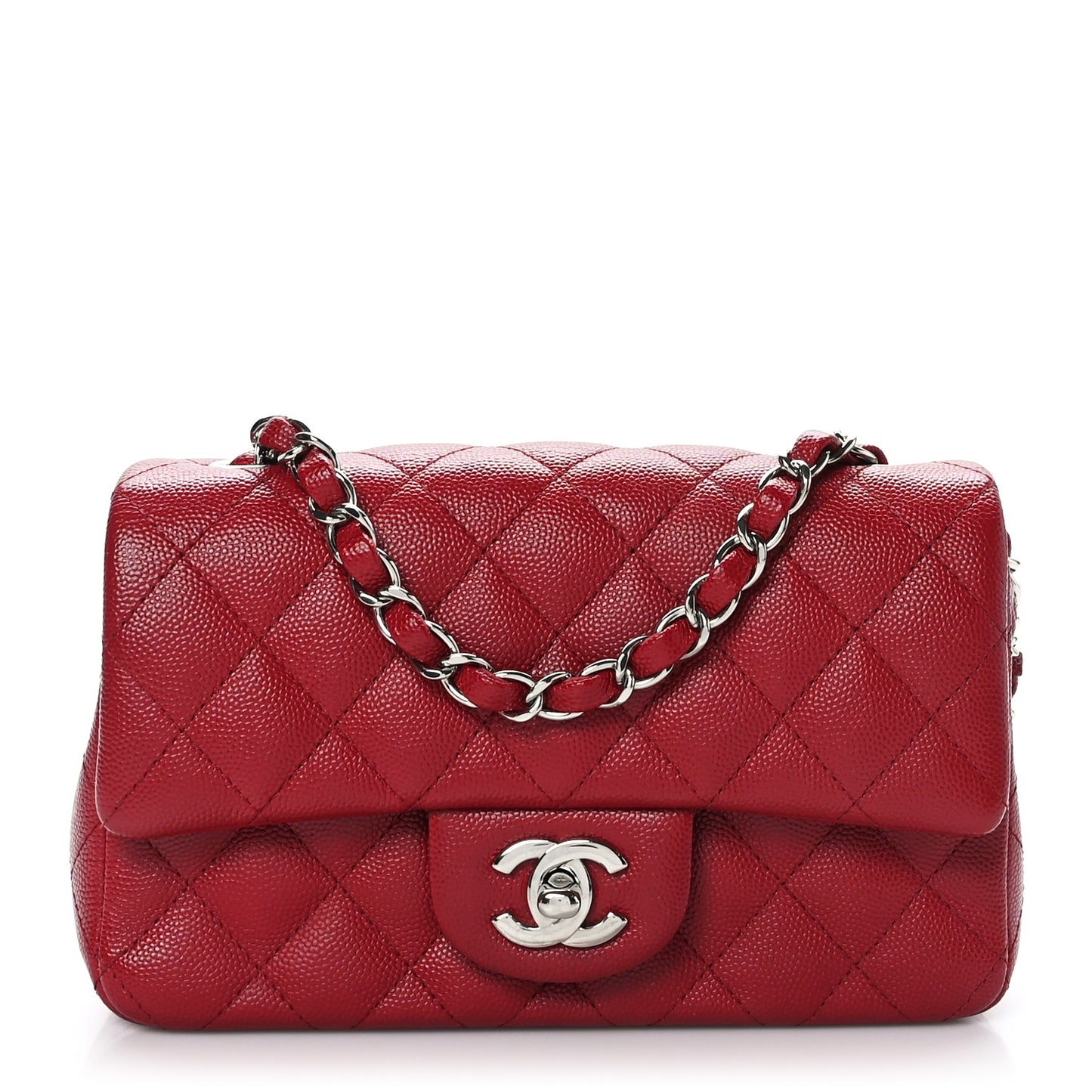 Caviar Quilted Mini Rectangular Flap Red
