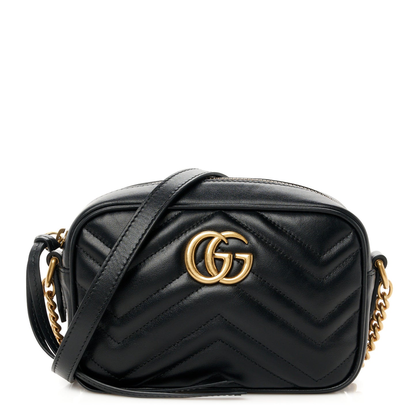 Calfskin Matelasse Mini GG Marmont Chain Shoulder Bag Black