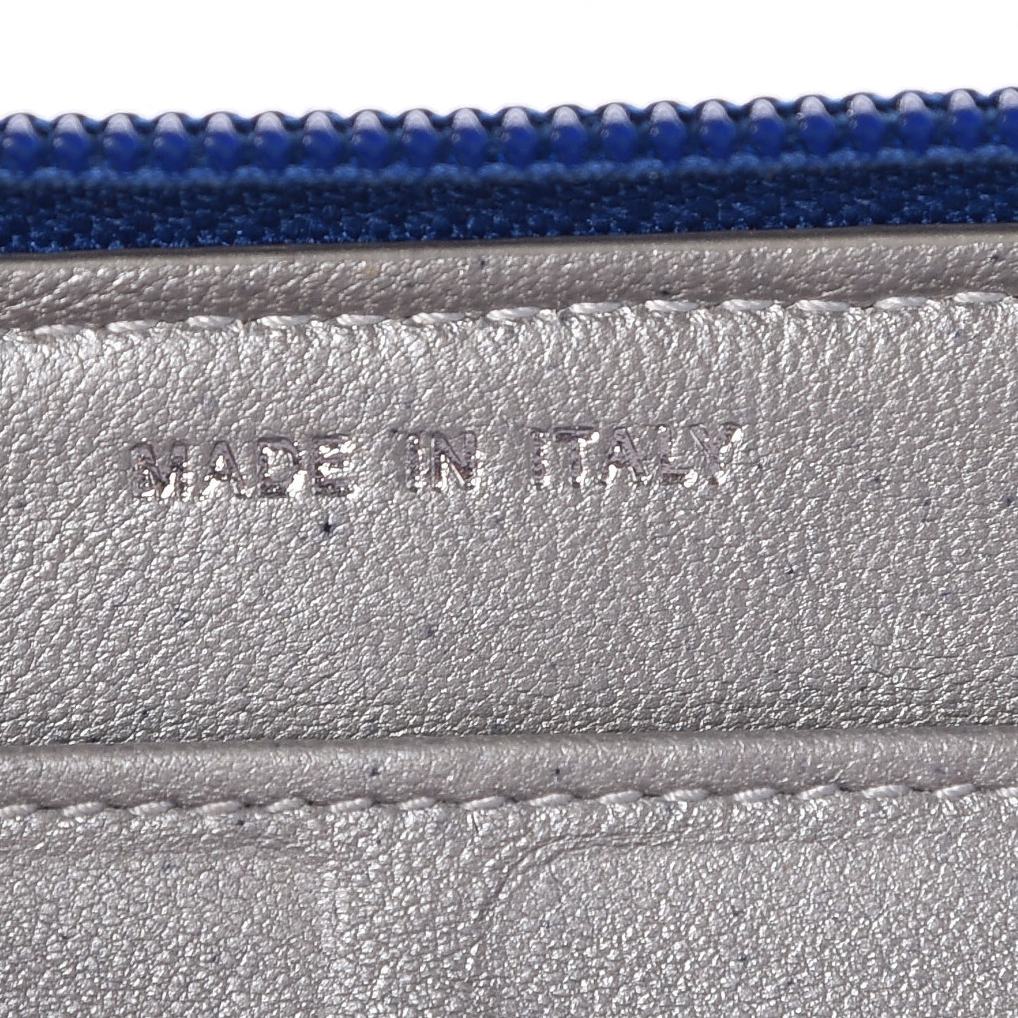 Lambskin Camellia Embossed Large Gusset Zip Around Wallet Blue