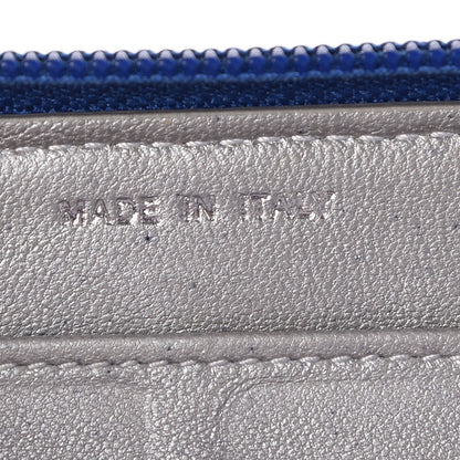 Chanel Lambskin Camellia Embossed Large Gusset Zip Around Wallet Blue 7 of 8
