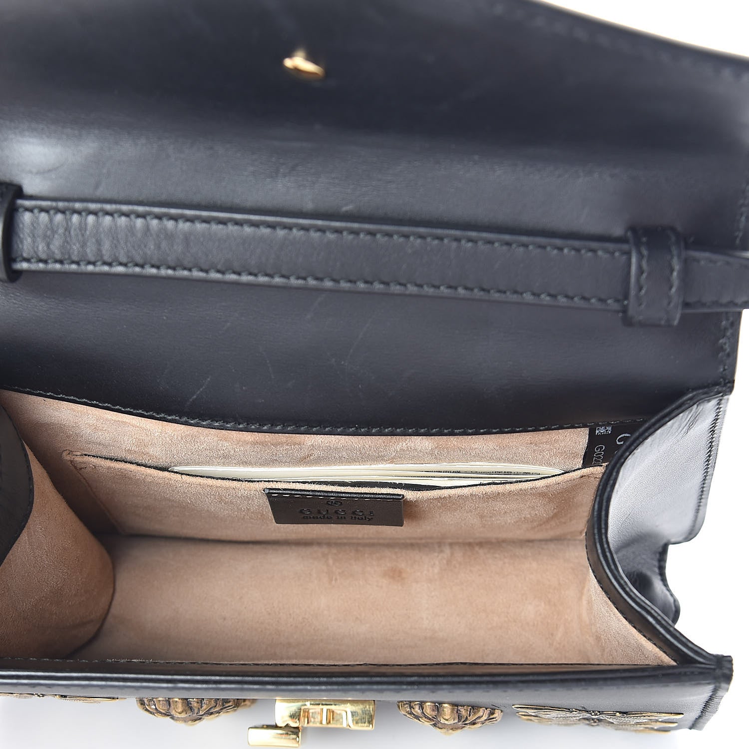 Gucci Calfskin Animal Studs Mini Sylvie Top Handle Bag Black 5 of 8