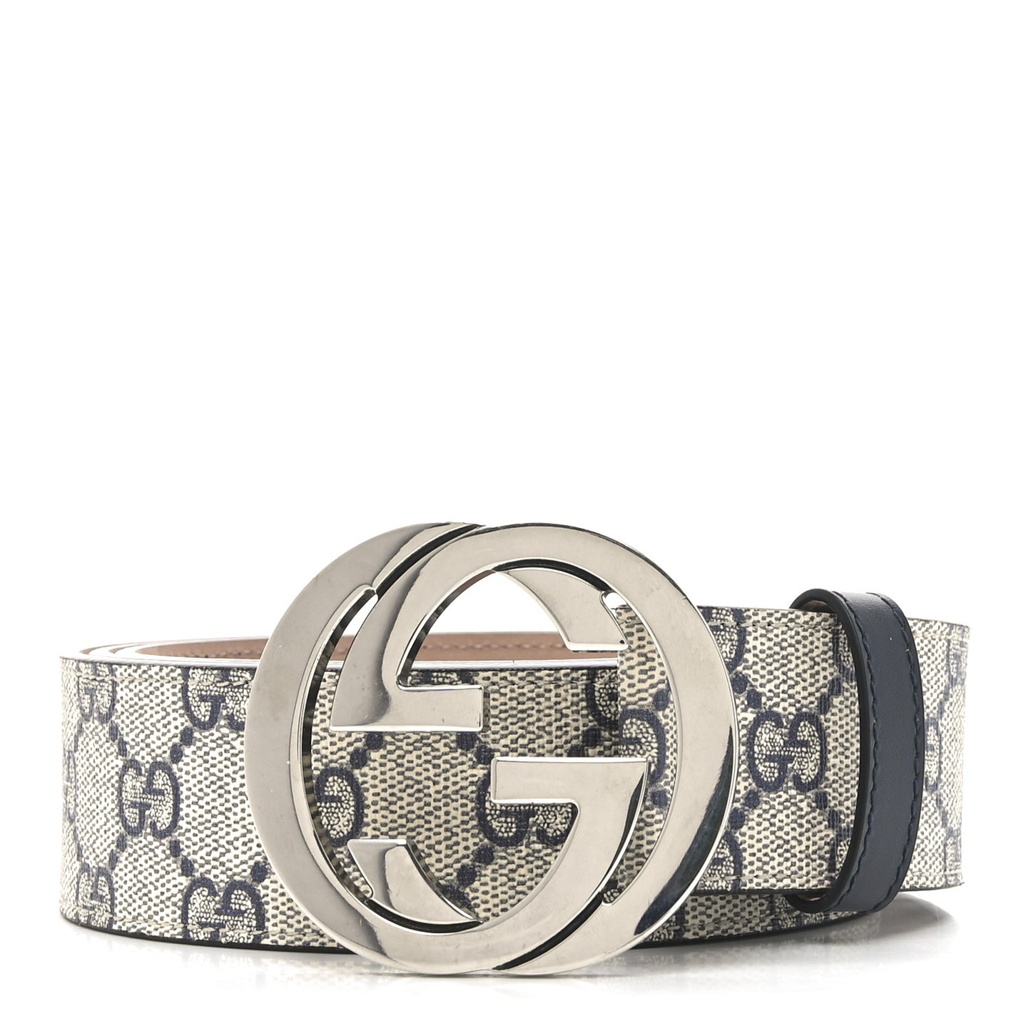 GG Supreme Monogram Selleria Calfskin Interlocking G 40mm Belt 115 46 Navy