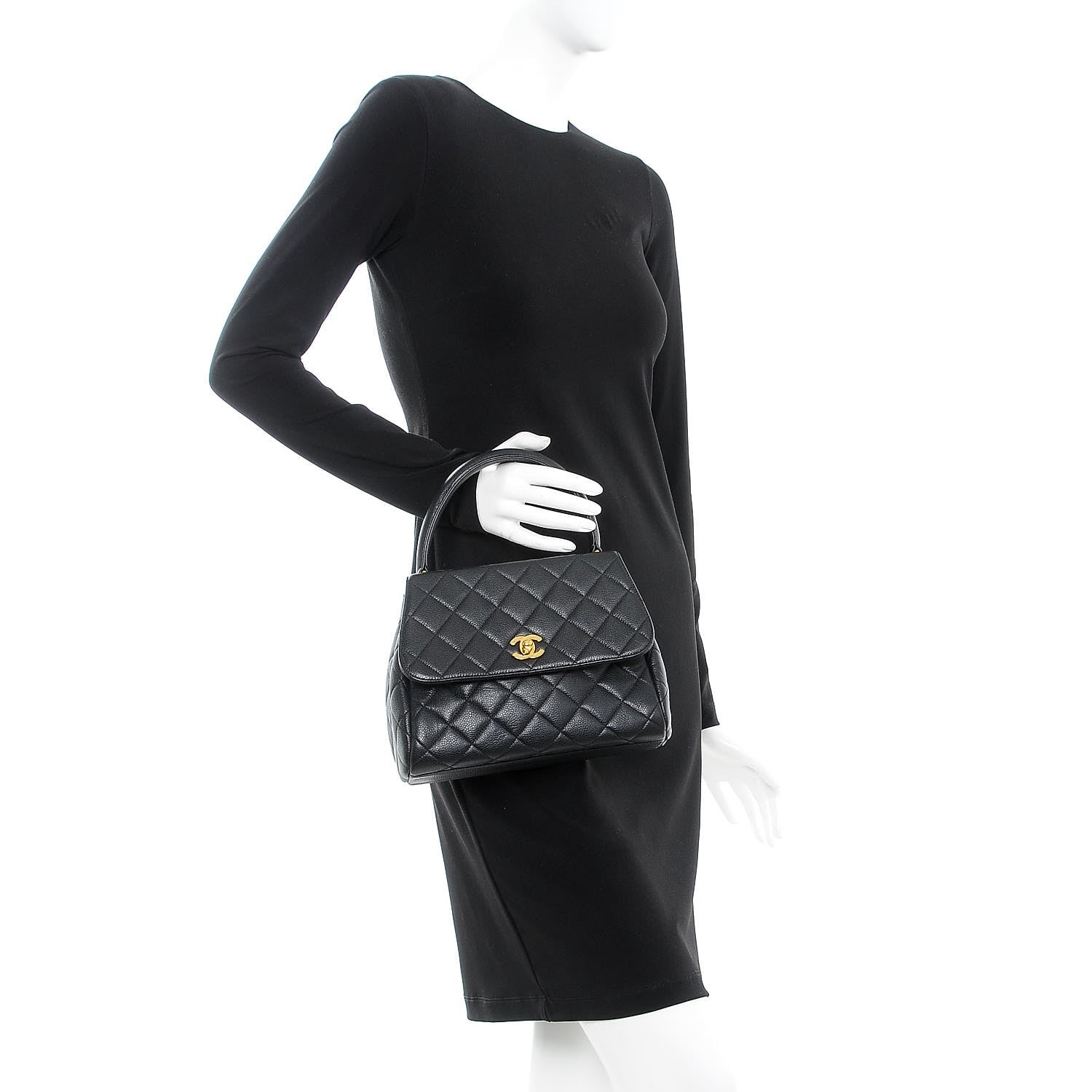 Chanel Caviar Quilted Medium Kelly Flap Bag Black 2 of 10