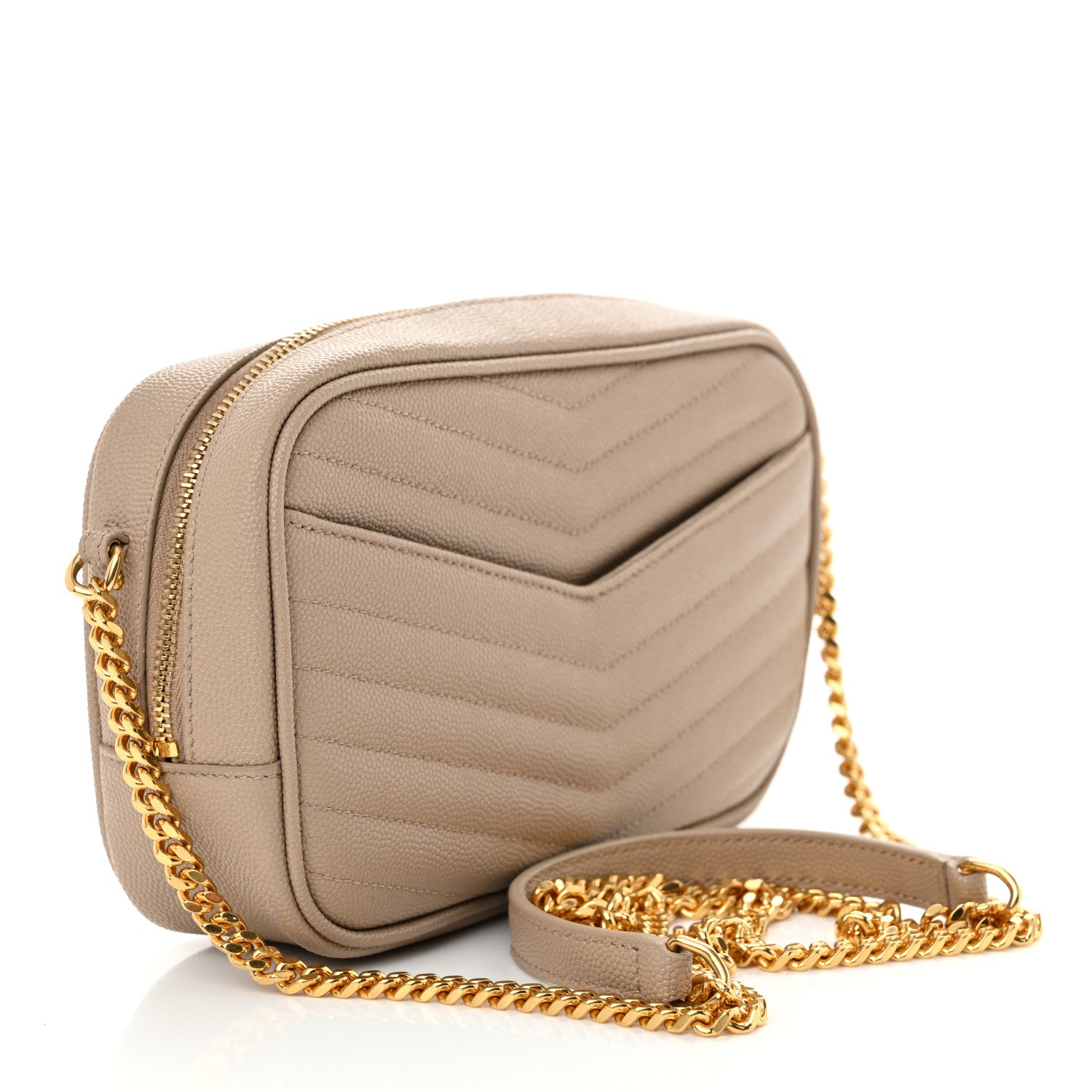 Saint Laurent Calfskin Matelasse Monogram Mini Lou Camera Bag Dark Beige 3 of 10