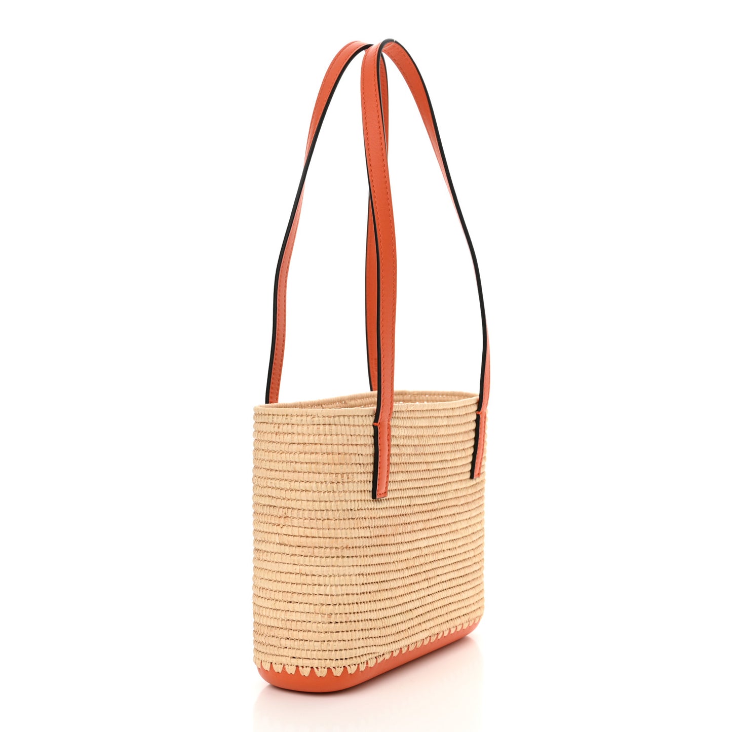Raffia Square Mini Anagram Basket Tote Bag Natural