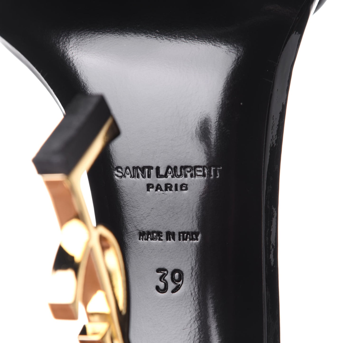 Patent Calfskin Opyum 110 Sandals 39 Black Gold