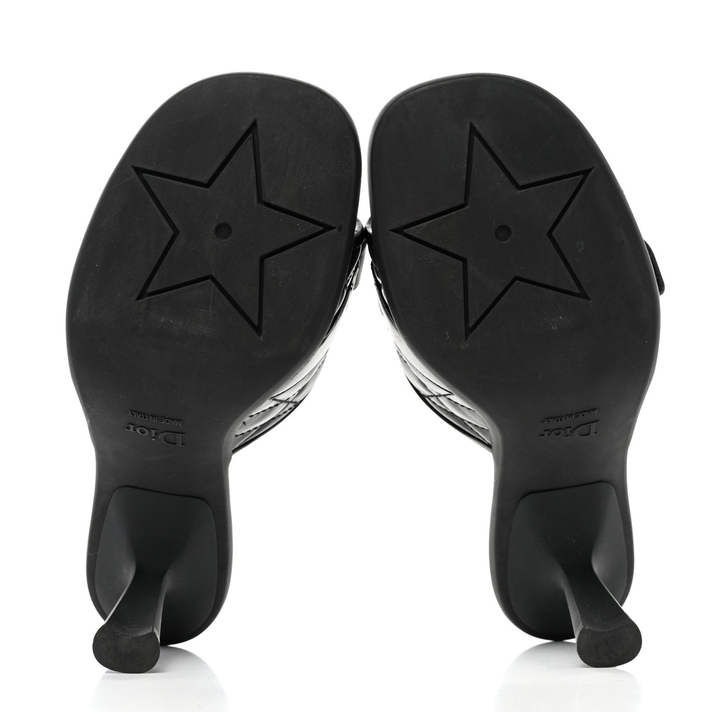Calfskin Cannage Quilted Dio(r)evolution 80mm Slide Sandals 39 Black