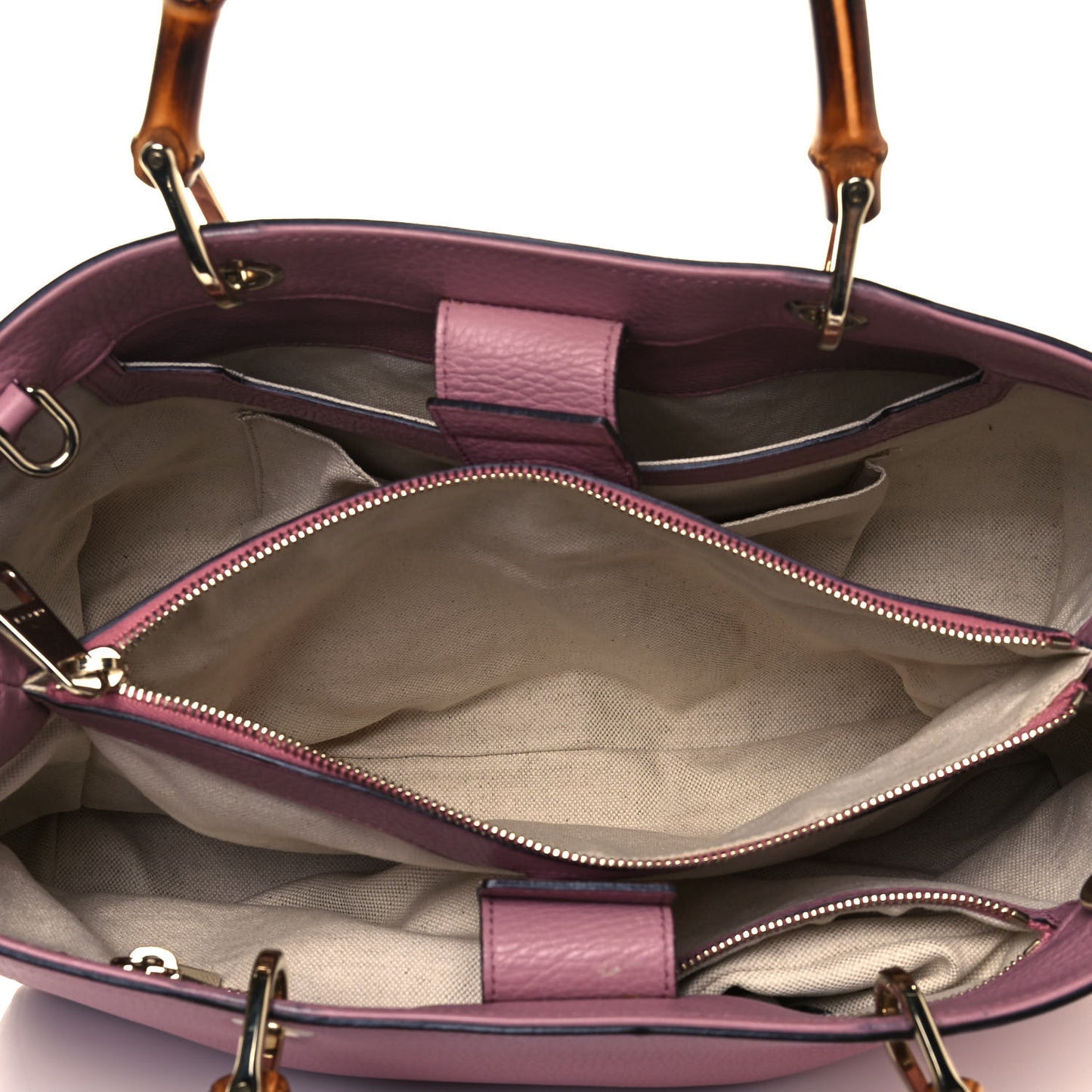 Pebbled Calfskin Medium Bamboo Shopper Tote Pink