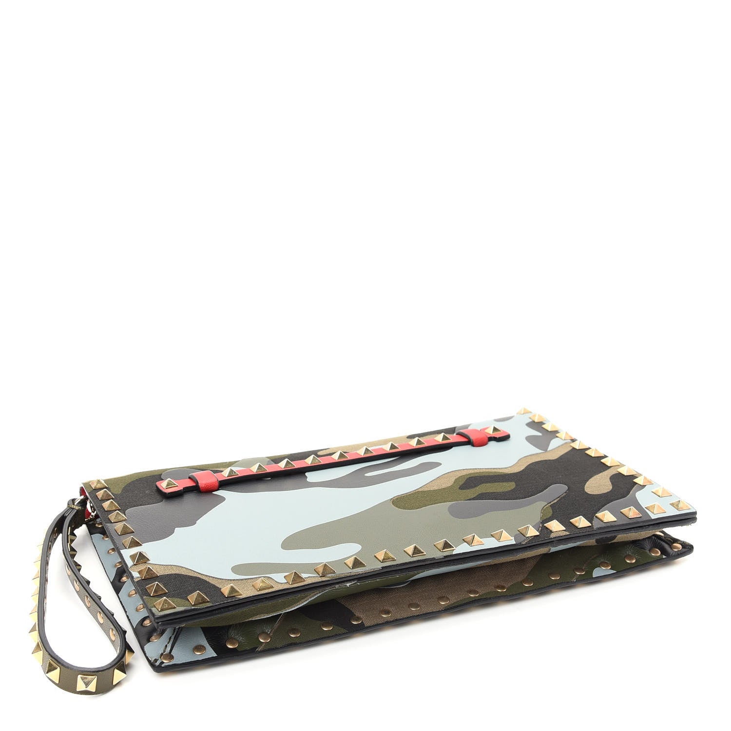 Valentino Garavani Nappa Canvas Camouflage Rockstud Wristlet Clutch Multicolor 3 of 6