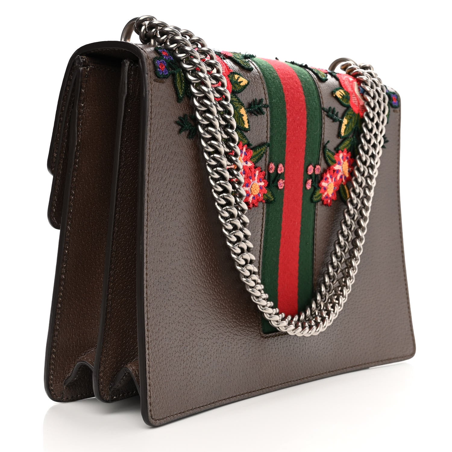 Gucci Calfskin Web Owl Embroidered Medium Dionysus Shoulder Bag New Acero Multicolor 3 of 14