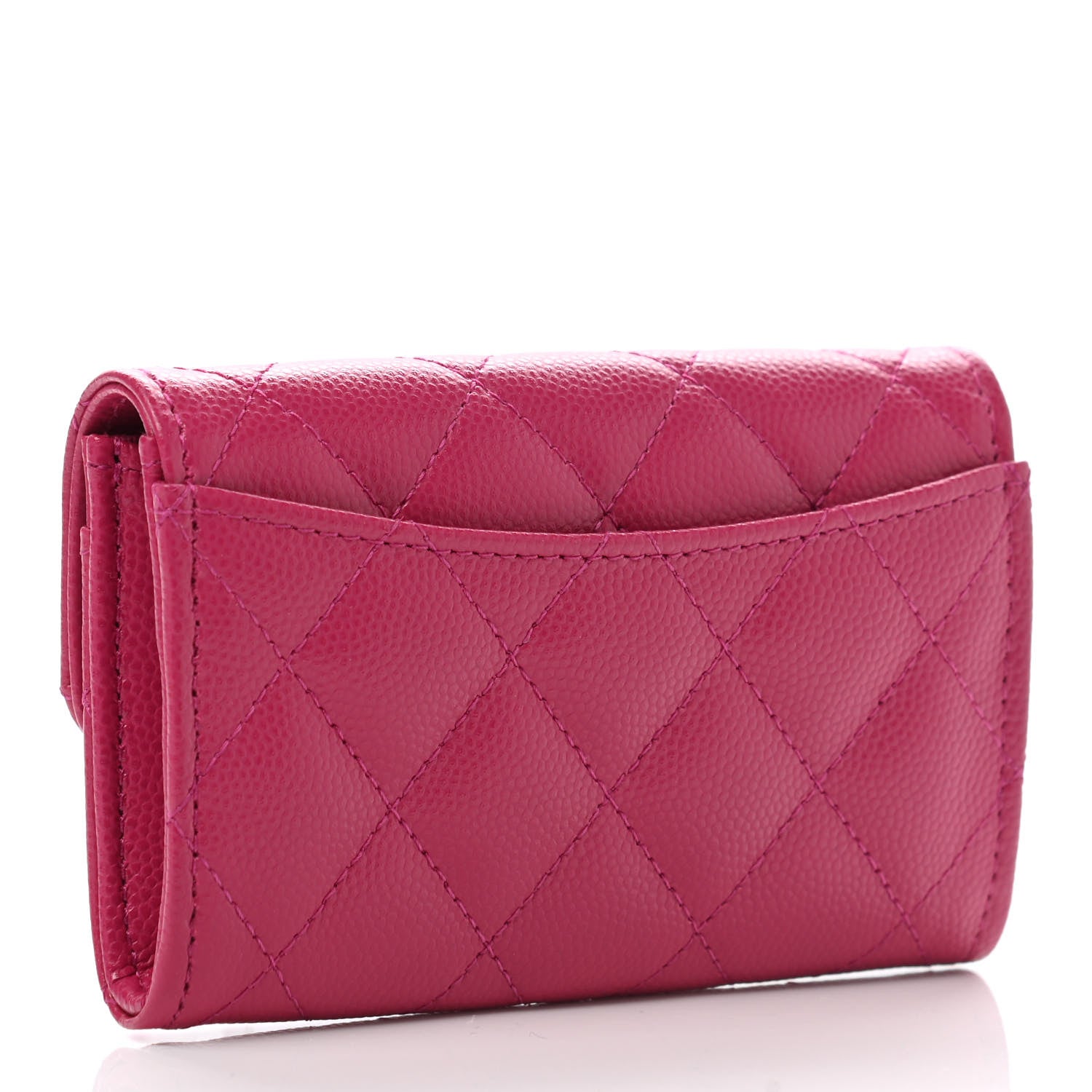 Chanel Caviar Quilted Flap Card Holder Wallet Dark Pink 3 of 9