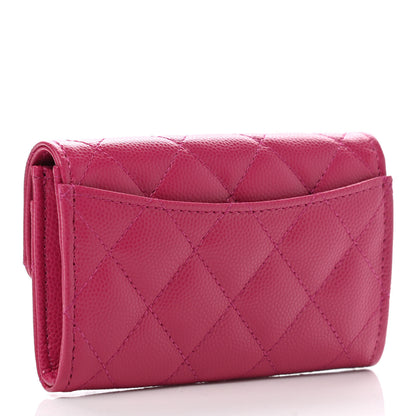 Chanel Caviar Quilted Flap Card Holder Wallet Dark Pink 3 of 9