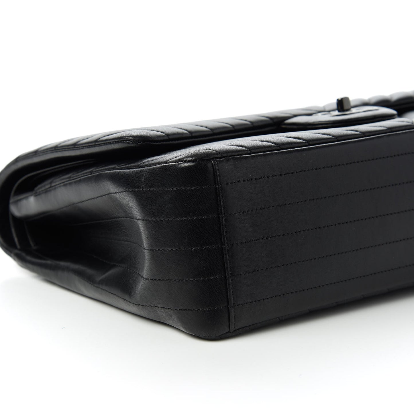 Lambskin Chevron Quilted Maxi Double Flap So Black