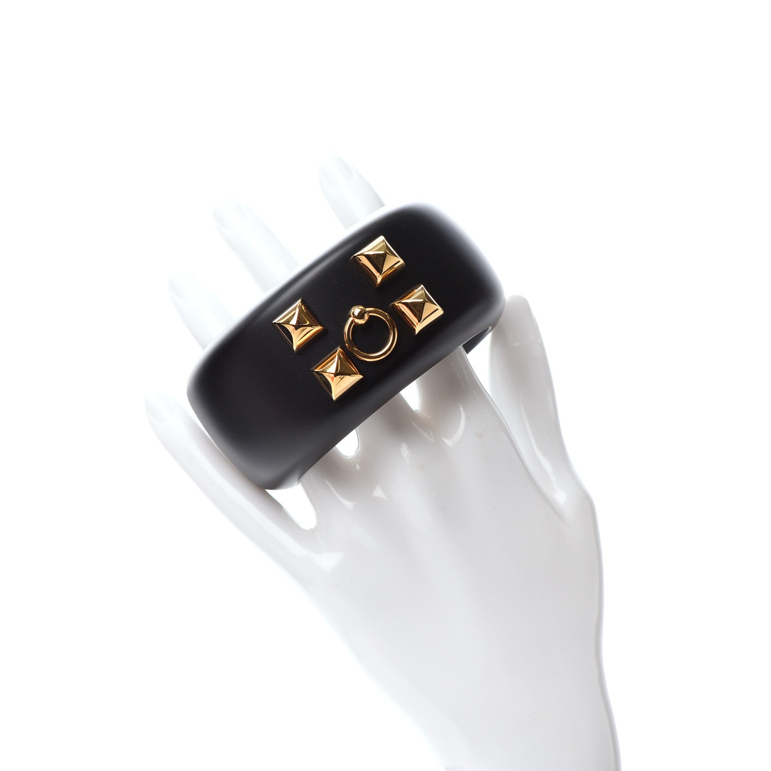 Hermes Pearwood Medor Cuff Bracelet M Black 2 of 6