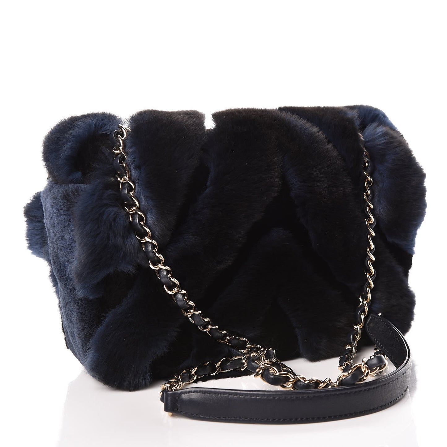 Orylag Lambskin Chevron Mini Rectangular Flap Blue