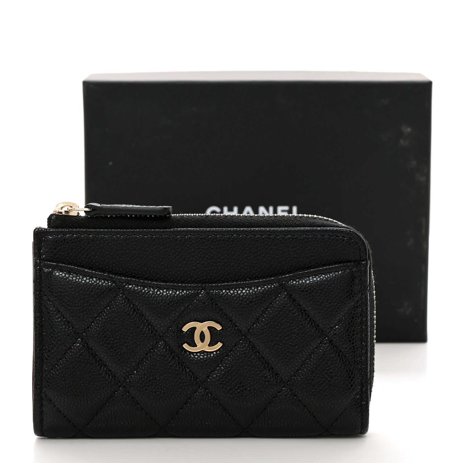 Chanel Caviar Quilted CC Zip Around Card Holder Black 8 of 8