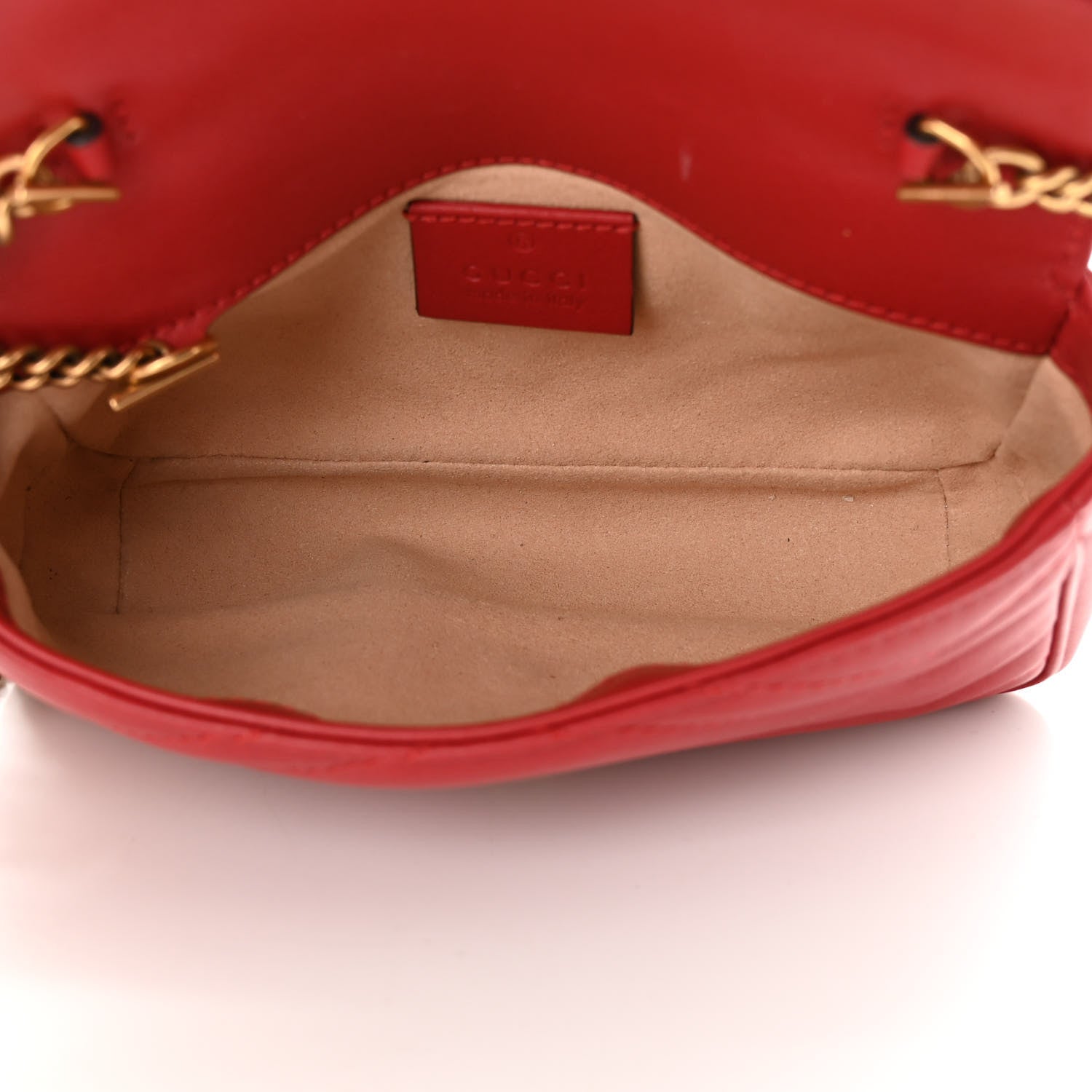 Gucci Calfskin Matelasse Super Mini GG Marmont Shoulder Bag Hibiscus Red 5 of 13