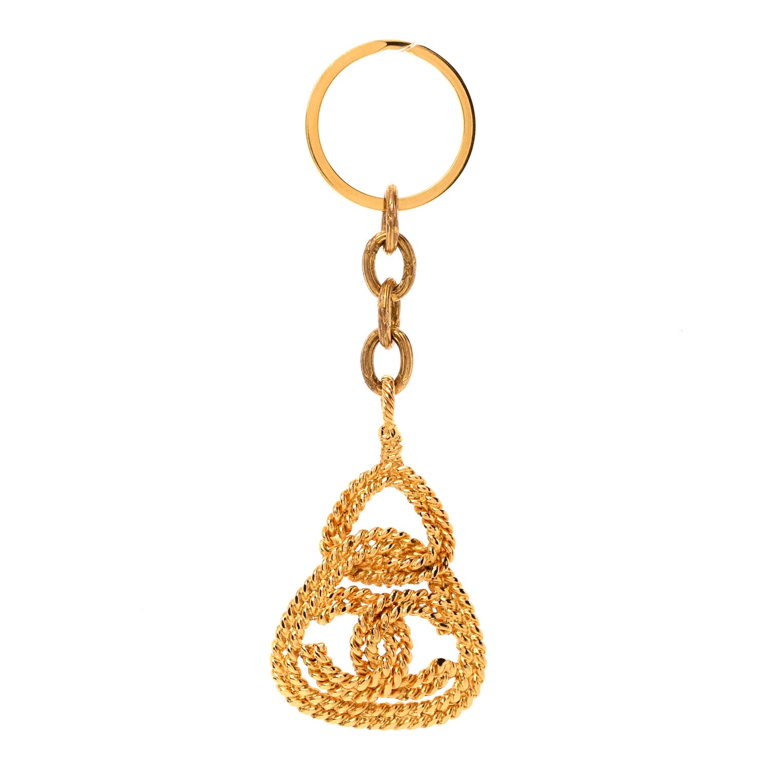 Chanel Metal Braided CC Logo Key Chain Gold 1 of 5