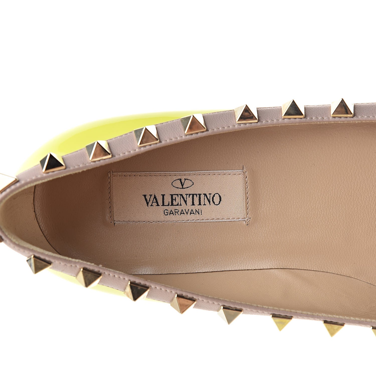 Valentino Garavani Patent Rockstud Ballerina Flats 36.5 Yellow Fluo Poudre 7 of 9