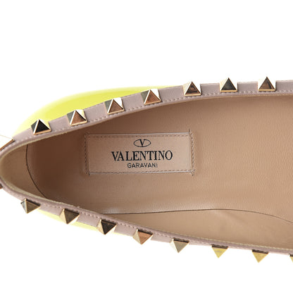 Valentino Garavani Patent Rockstud Ballerina Flats 36.5 Yellow Fluo Poudre 7 of 9