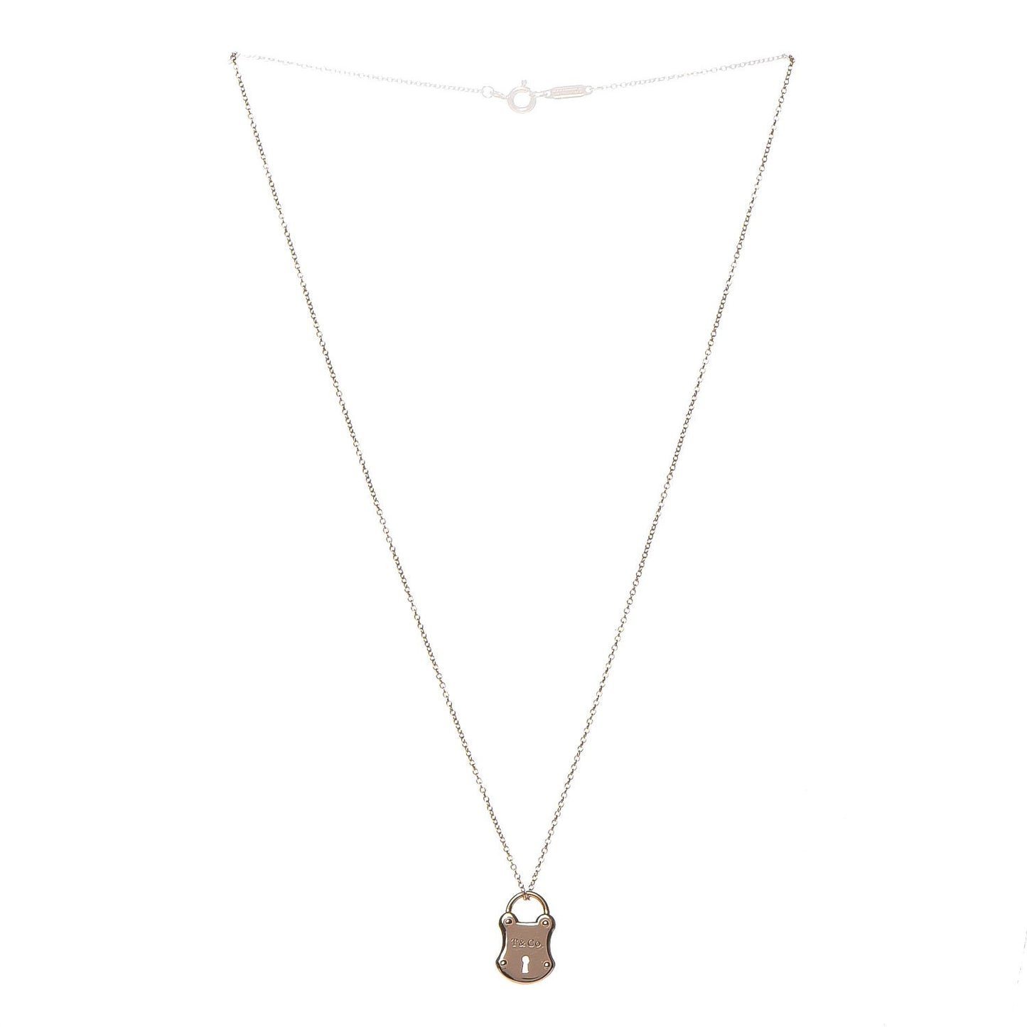 18K Rose Gold Emblem Lock Pendant Necklace