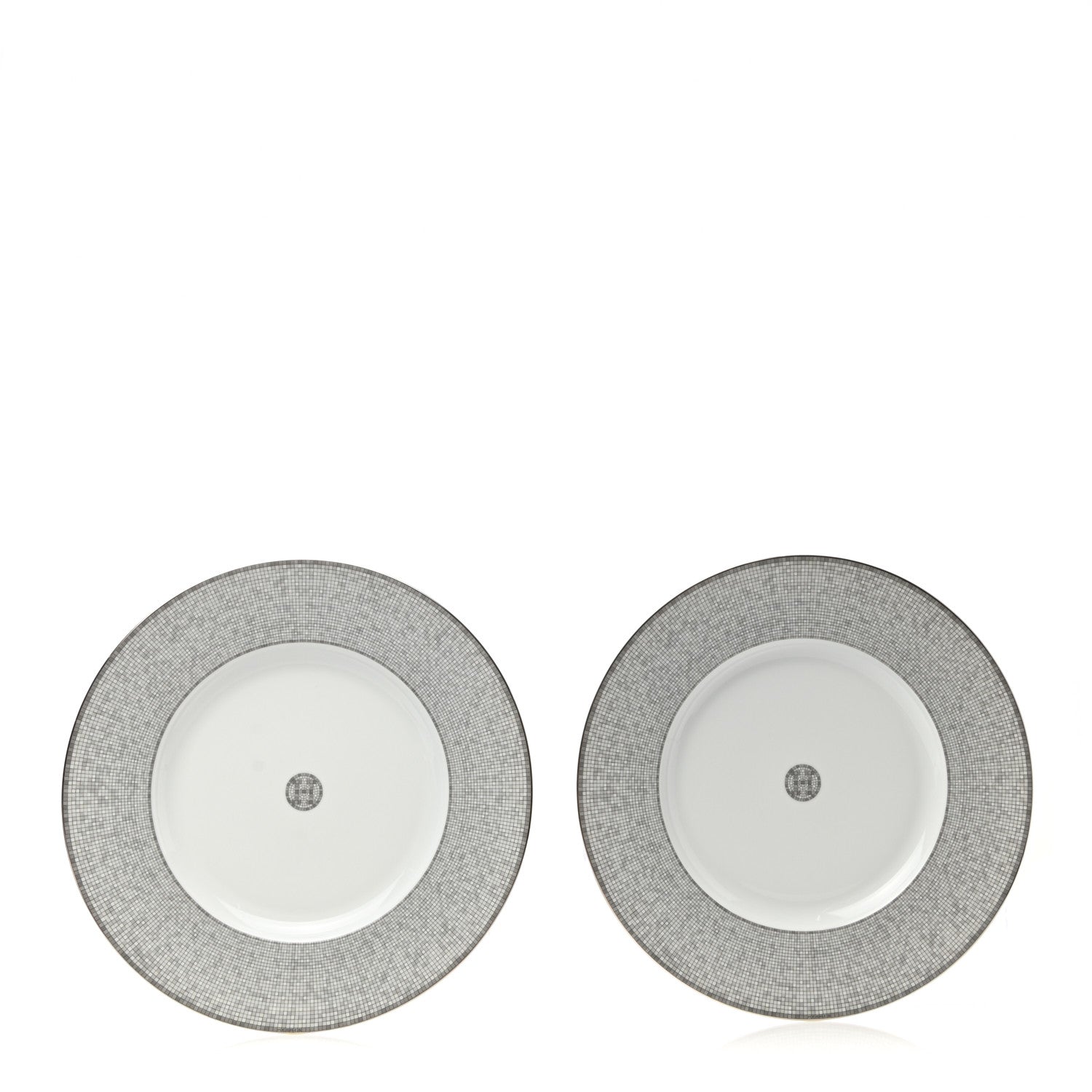 Hermes Porcelain Mosaique Au 24 Platine Presentation Plate Set of 2 1 of 6