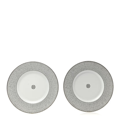 Hermes Porcelain Mosaique Au 24 Platine Presentation Plate Set of 2 1 of 6