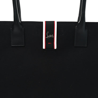 Christian Louboutin Linen Calfskin Extra Large Nastroloubi F.A.V.L. Tote Black 8 of 10