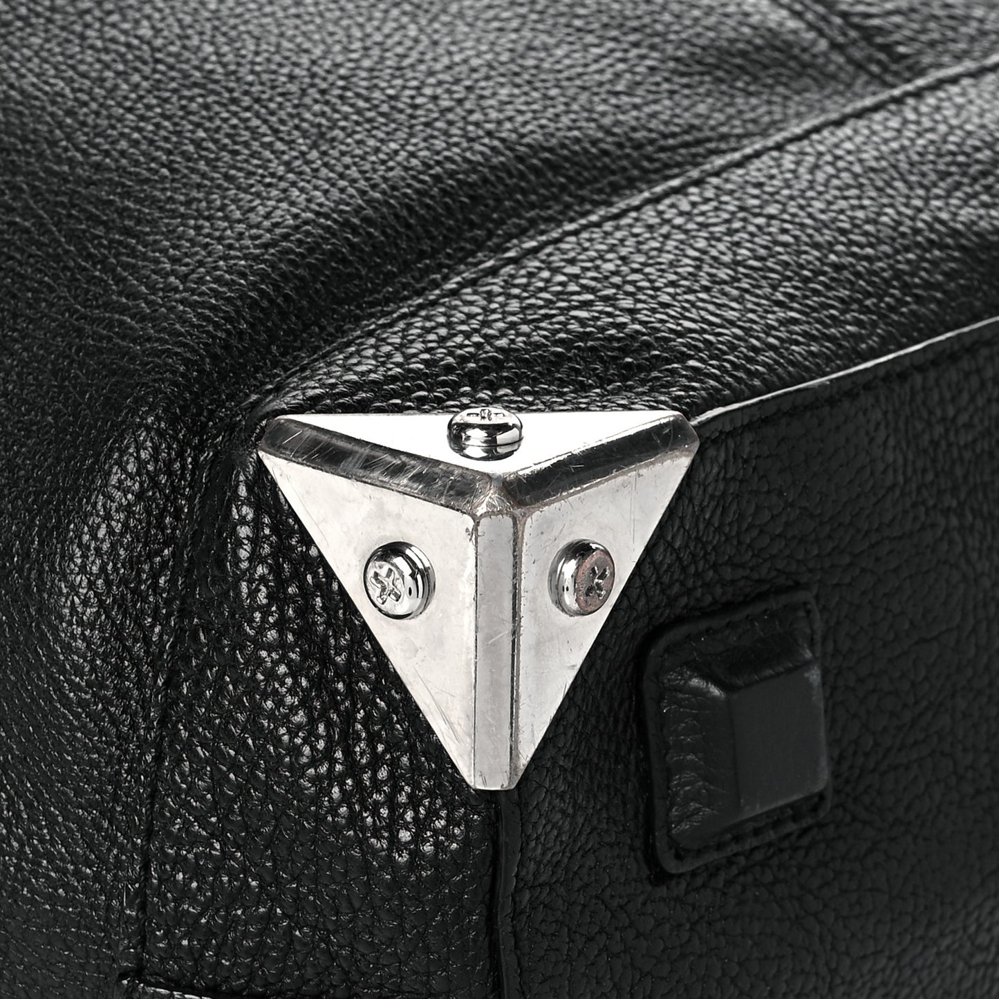 Pebbled Calfskin Large Emile Black Silver Hardware