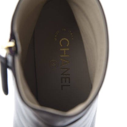 Chanel Lambskin Patent Cap Toe CC Short Ankle Boots 42 Burgundy Black 7 of 8