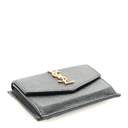 Saint Laurent Grain De Poudre Uptown Monogram Card Case Black 4 of 7