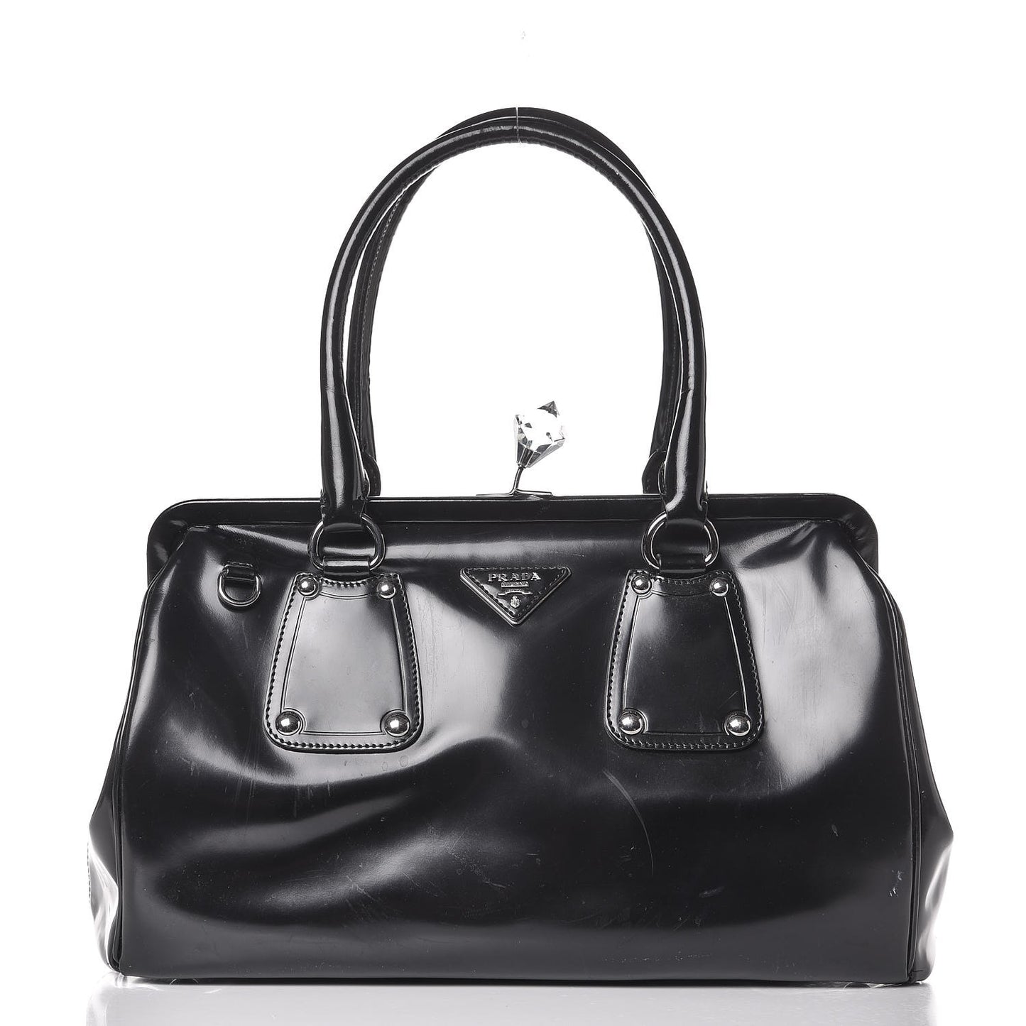 Spazzolato Crystal Frame Bag Black